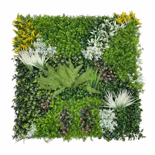AKA Artificial Green Living Wall Panels with Floral Foliage, W/H: 100 x 100 cm