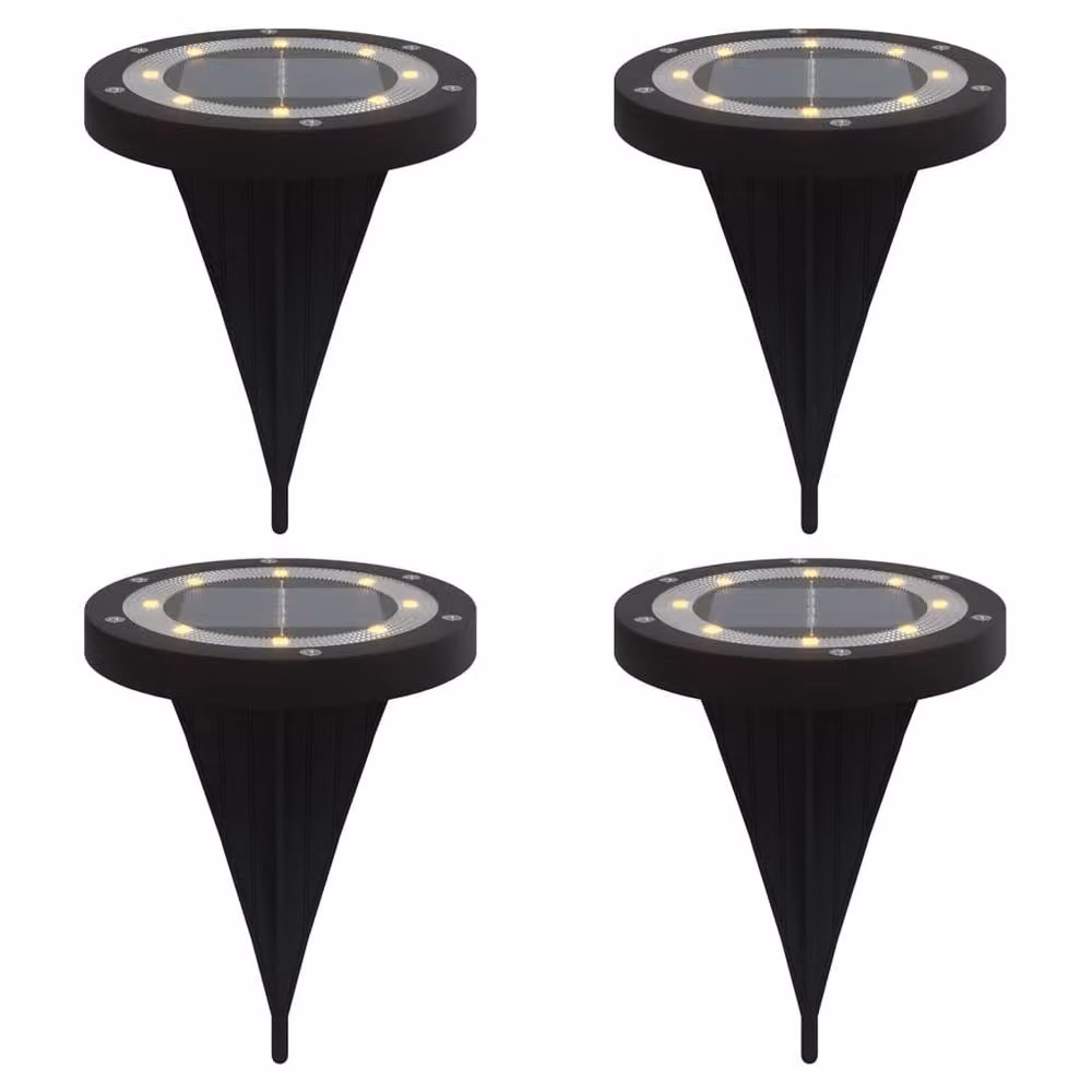 Berkfield Home Solar LED Ground Lights with Ground Spikes, 4 Pack, Warm White, Black – 3
