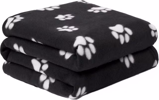 OHS Black Paw Print Polar Fleece Microfibre Throw
