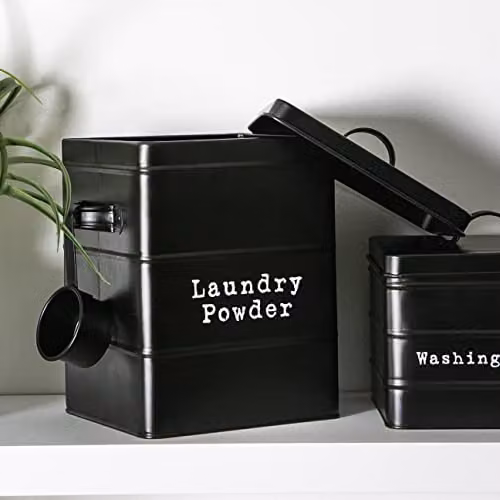 Harbour Housewares 2 Piece Vintage Metal Utility Canister Storage Set in Black – 3