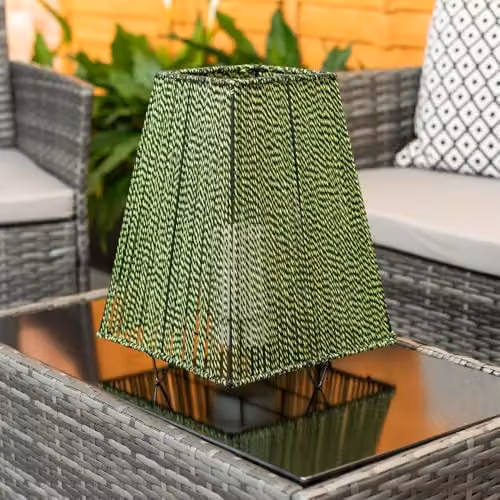 ValueLights Green and Black Metal Battery Operated Outdoor Geometric Pillar Candle Lantern, H 33.5 x W 25.0 x D 25.0 cm – 2