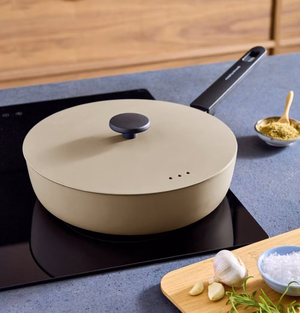 Morphy Richards Non-Stick Forged Aluminium Saute Pan, Beige, 28 cm – 4