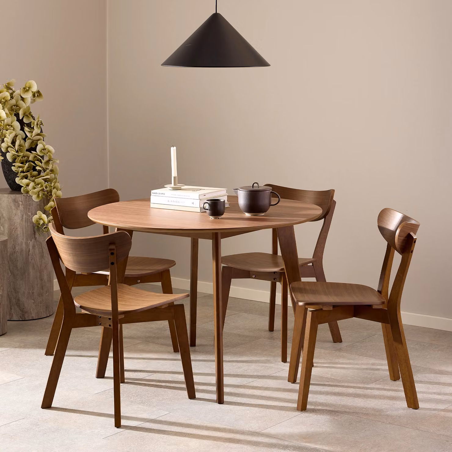 Furniture To Go Roxby Round Dining Table in Brown Walnut, W: 105 cm, D: 76 cm, H: 76 cm – 3