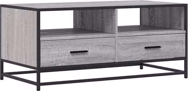 Berkfield Home Grey Sonoma Coffee Table with Metal Sled Base, W/D/H: 100 x 50 x 45 cm – 1