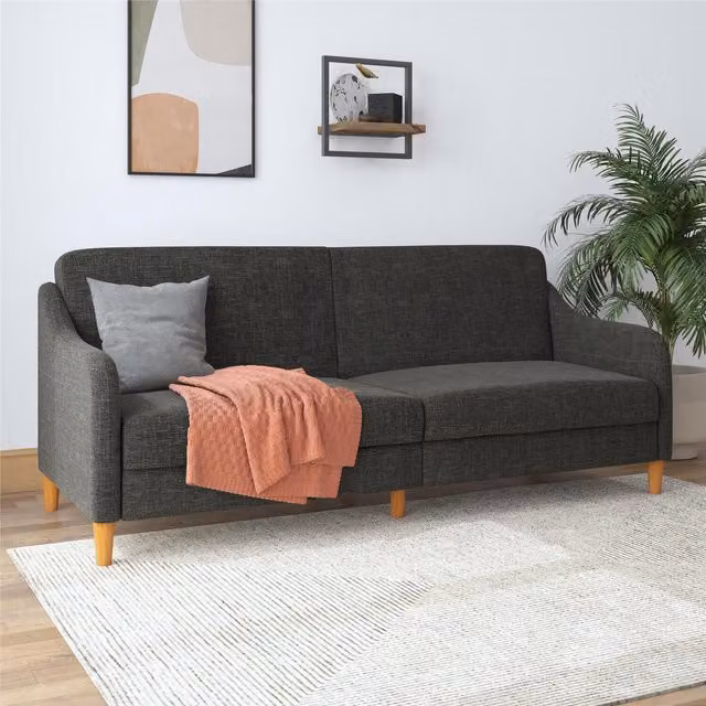 Dorel Home Jasper Mid-Century Grey Linen Upholstered Coil Sofa Bed