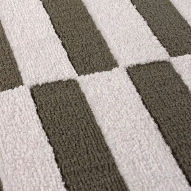 The Rugs Loft Offset Striped Textured Rectangular Rug in Green and Grey, W: 240 cm, D: 340 cm