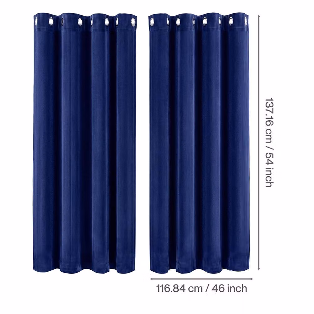 Marlow Blue Velvet Blackout Thermal Insulated Eyelet Curtains, Width: 117 cm, Drop: 137 cm – 4