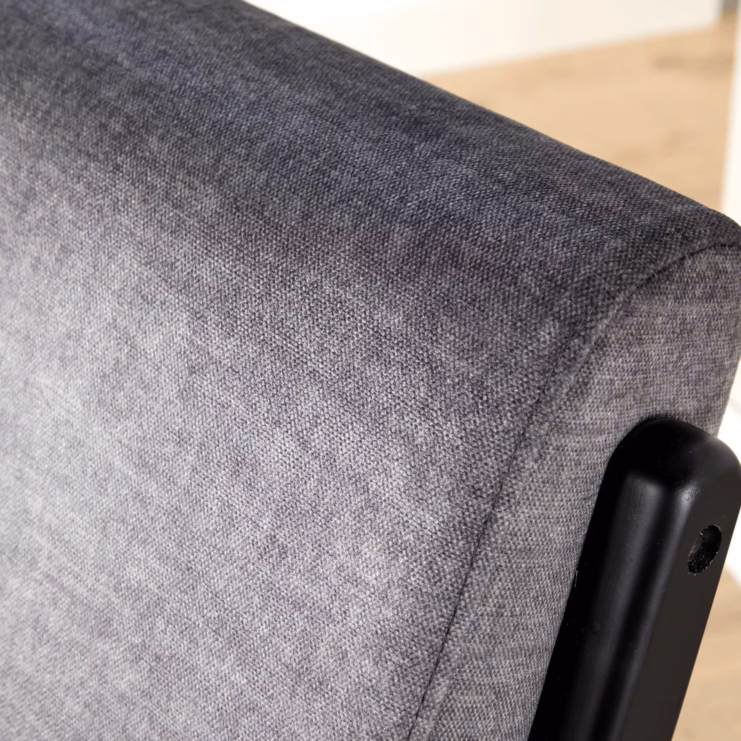Home Source Cavera Modern Grey Fabric Armchair with Foam Padding and Rubberwood Frame – 3