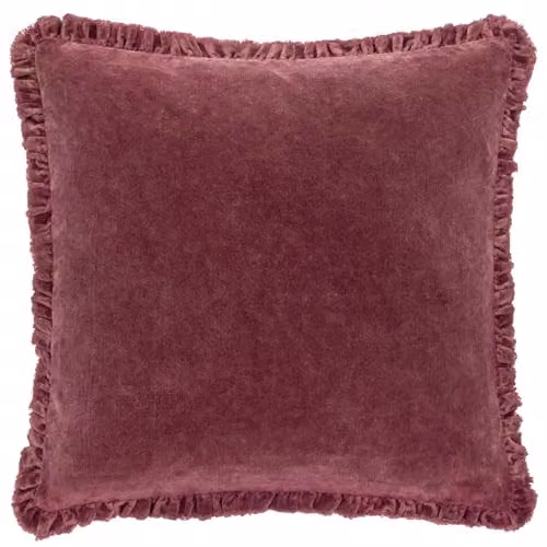 Yard Bertie Cotton Velvet Square Cushion in Red, W/D/H: 45 x 45 x 45 cm