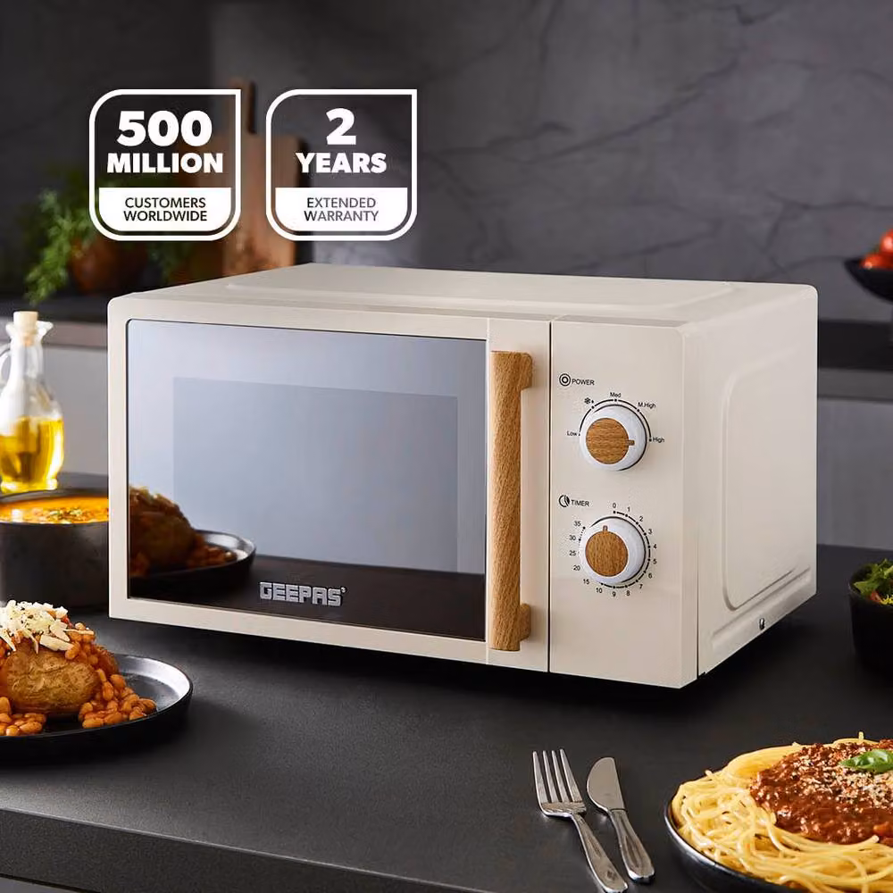 Geepas NORDiQ 20L Solo Microwave Oven with 700W Power and Timer in Beige – 2