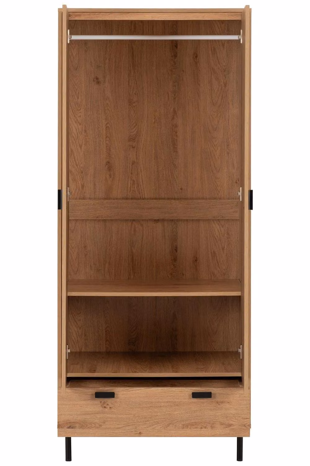 Seconique Leon 2 Door 1 Drawer Wardrobe in Brown and Black – 4