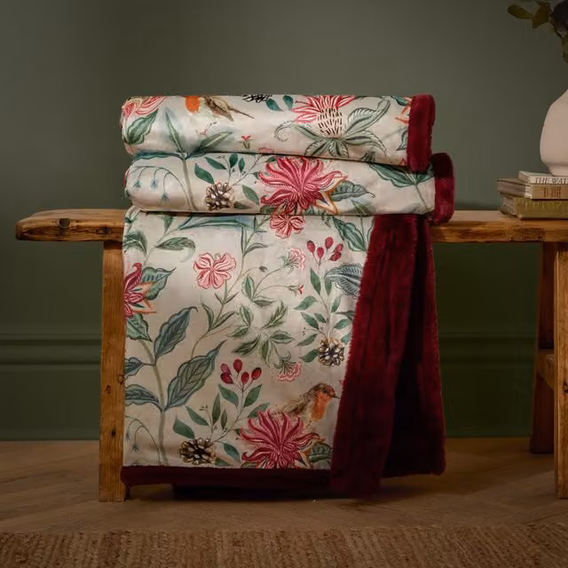 Wylder Beatrice Floral Faux Fur Throw, Multicolour, W: 130 cm, D: 180 cm – 1