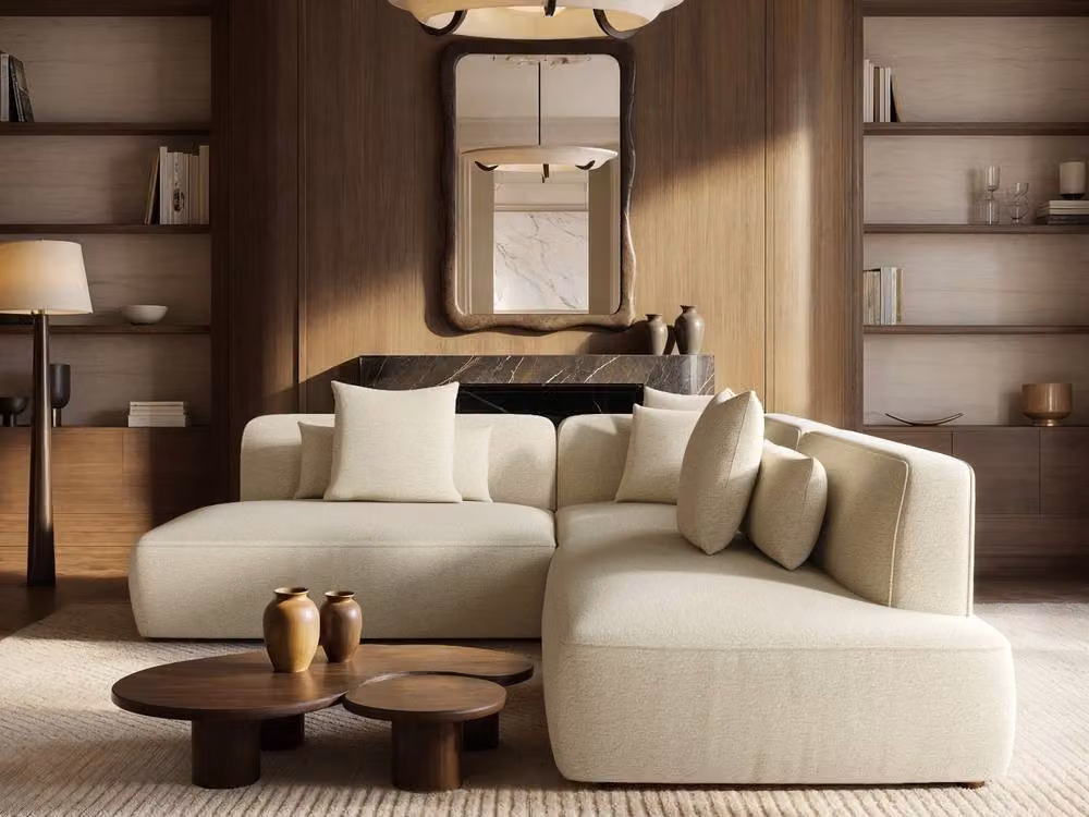 Solace+Co Luna Large L-Shape Chenille Sofa in Beige – 2