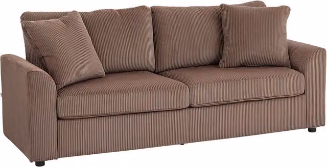 HOMCOM 3 Seater Upholstered Jumbo Cord Sofa in Brown, Width: 212 cm – 1