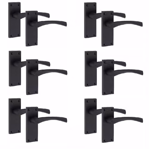 Golden Grace Astrid Victorian Scroll Door Latch Handles, Matt Black, 6 Pairs – 1