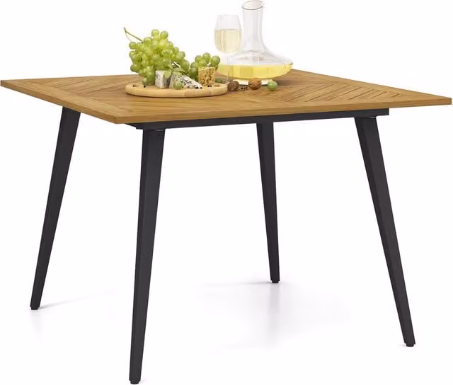 Costway 4-Person Square Outdoor Dining Table in Brown Acacia Wood