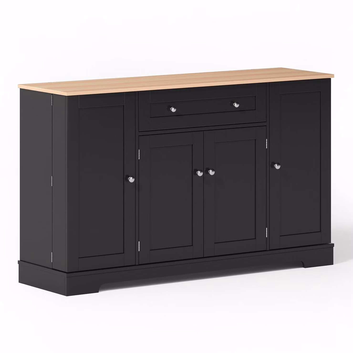 Aosom UK Multifunctional Kitchen Sideboard with Double-Door Compartment and Adjustable Shelves, Black, W: 138 cm, D: 40 cm, H: 85 cm – 2