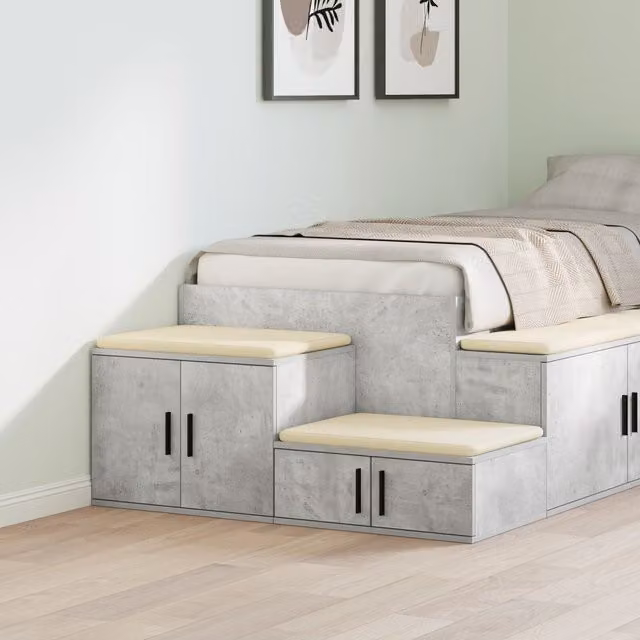 Berkfield Home Modern Freestanding Storage Cabinet in Concrete Grey, W/D/H: 127 x 40 x 41 cm – 1