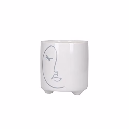 KitchenCraft Abstract Face Ceramic Indoor Plant Pot, White and Grey, W/D/H: 11 x 11 x 11 cm
