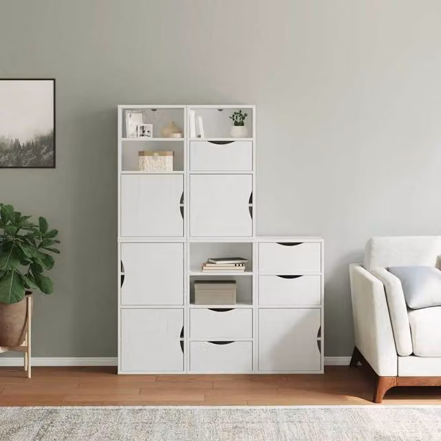 Berkfield Home ODDA Side Cabinets, 5 Piece Set in White Solid Wood Pine, W/D/H: 40 x 24 x 79 cm – 1