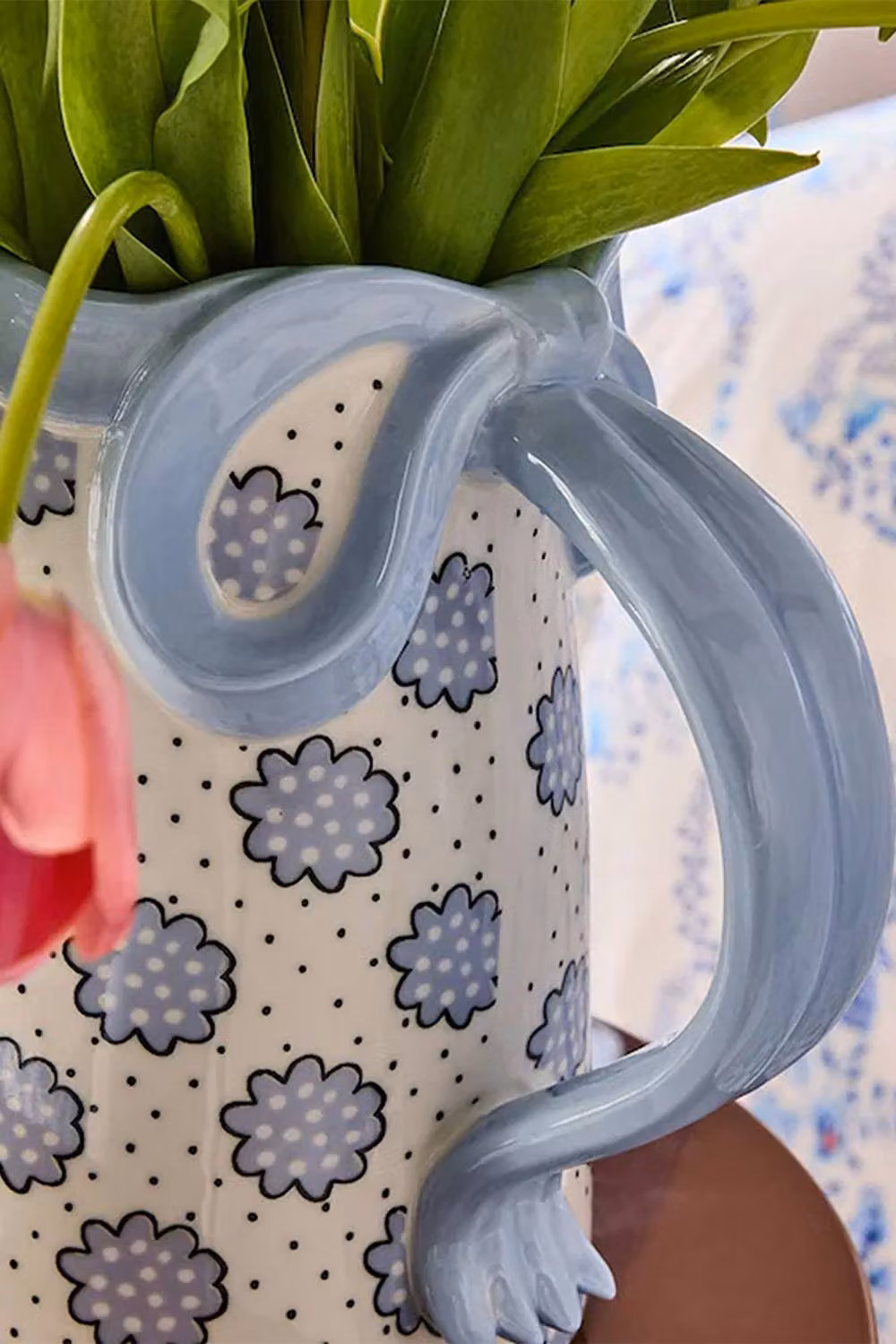 Cath Kidston Blue Bow Ceramic Jug Vase in White, Height: 30 cm – 4