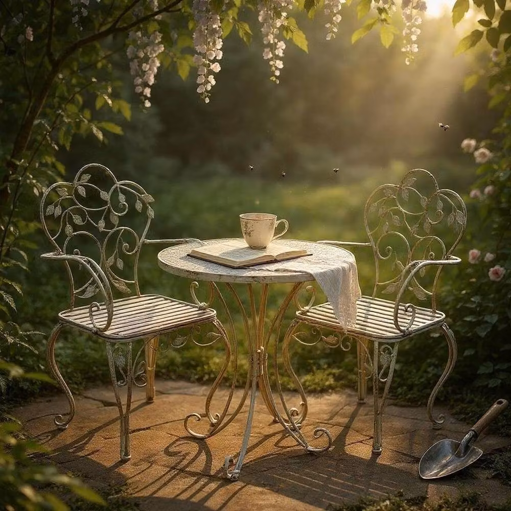 Minster Garden Bistro Set in Grey Metal – 3