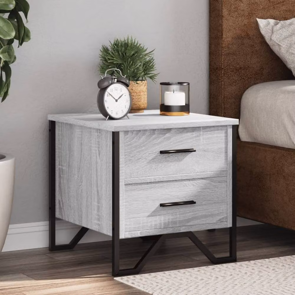 Berkfield Home Modern Bedside Cabinets, 2 Piece Set in Grey Sonoma, W/D/H: 40 x 41 x 40 cm – 1