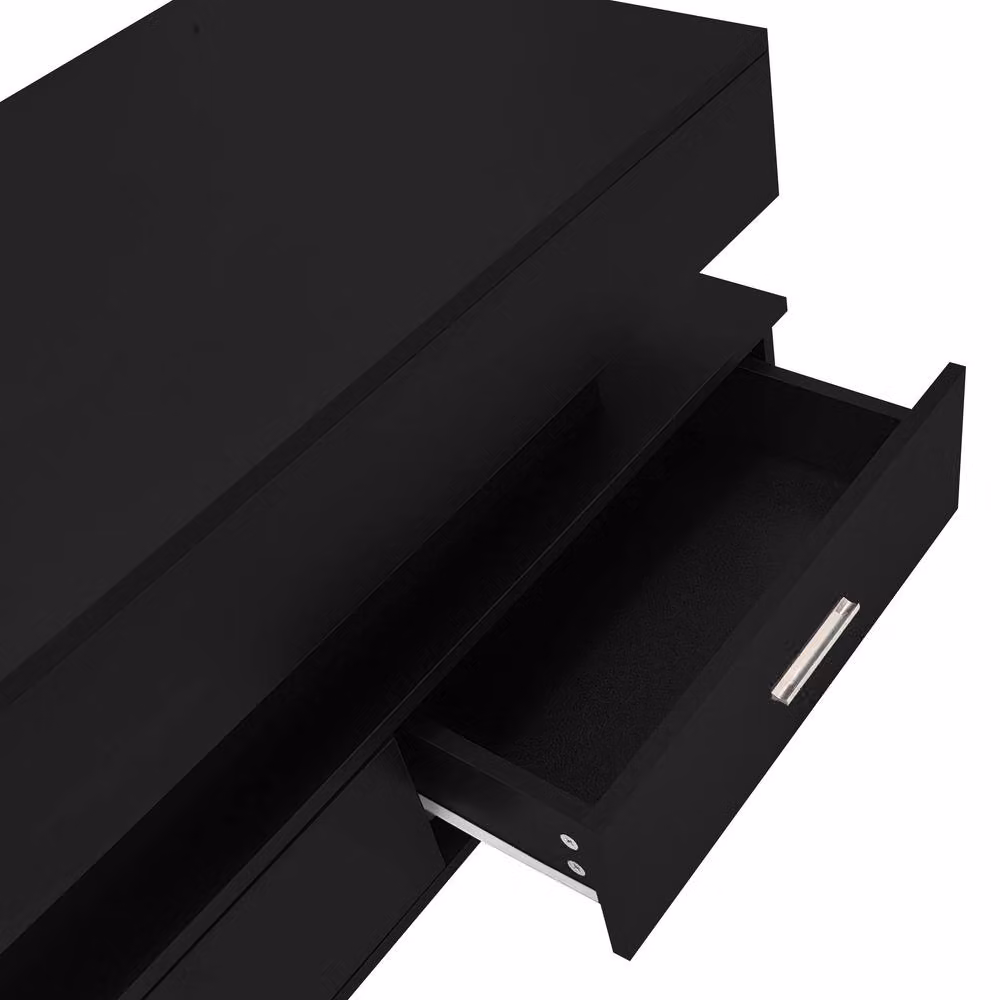 Merax Modern Hydraulic Lift-Top Coffee Table with LED and 2 Drawers in Black – 8