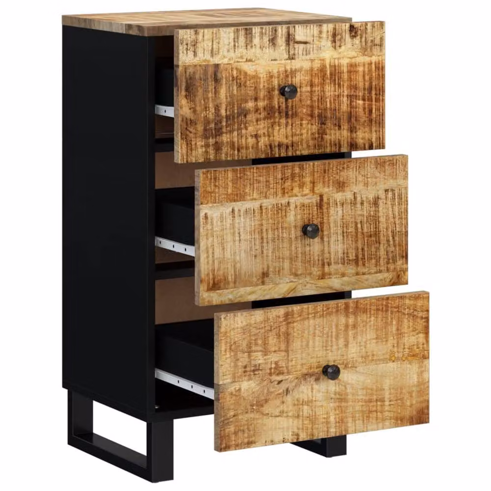 Berkfield Home Sideboard with 3 Drawers in Brown Solid Mango Wood, W/D/H: 40 x 33.5 x 75 cm – 3