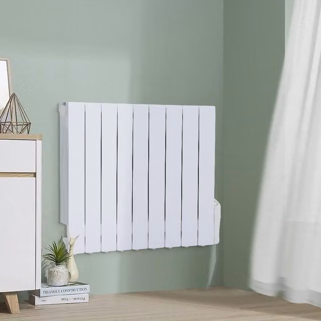 Livingandhome 1500W White Oil Filled Radiator with Frost Protection and Wall Mounting