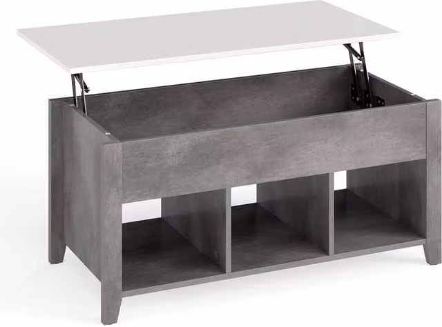 VOGREX Grey Modern Lift Top Coffee Table with 3 Storage Cubes – 1