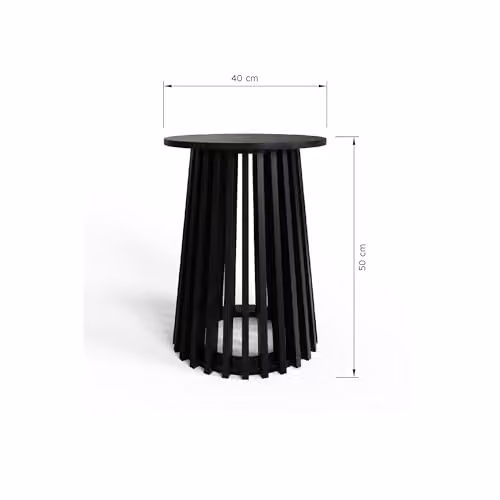 GFW Kaleb Round Side Table with Slatted Base in Black or Walnut Finish, W/D/H: 40 x 40 x 50 cm – 2