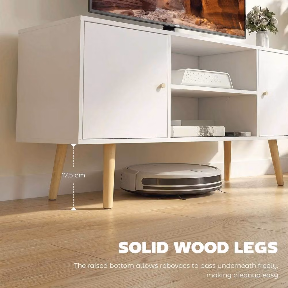NESTLUNE White Wood TV Unit Cabinet with Shelves, W: 100 cm, D: 15 cm – 4