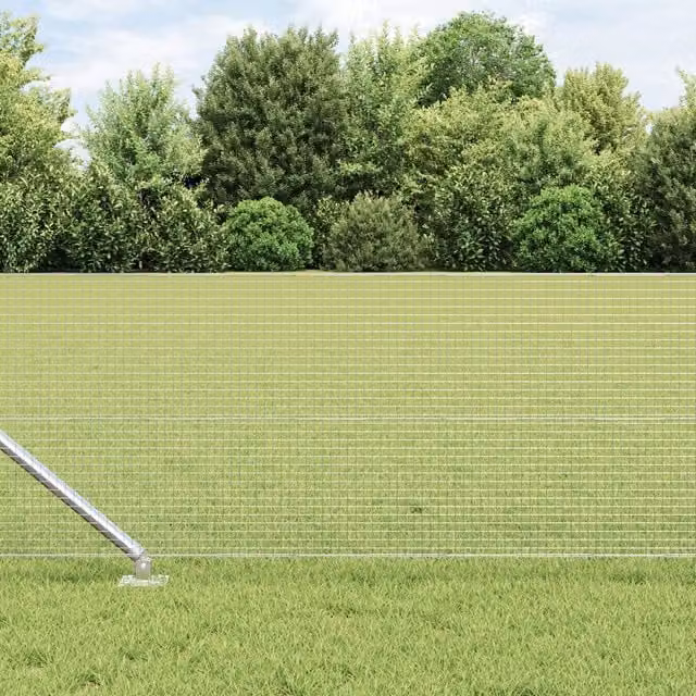 Berkfield Home Grey Galvanised Steel Welded Wire Fence with 13 Spike Posts, 0.6 x 25 m
