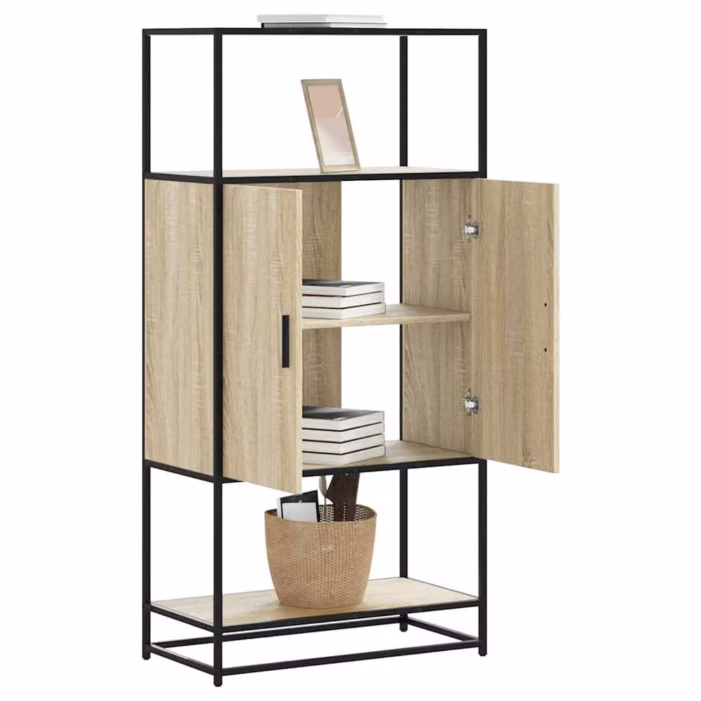 Berkfield Home Sonoma Oak Highboard in Brown, W/D/H: 68 x 35 x 139 cm – 2