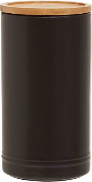 Orsina Black Stoneware Airtight Canister with Bamboo Lid