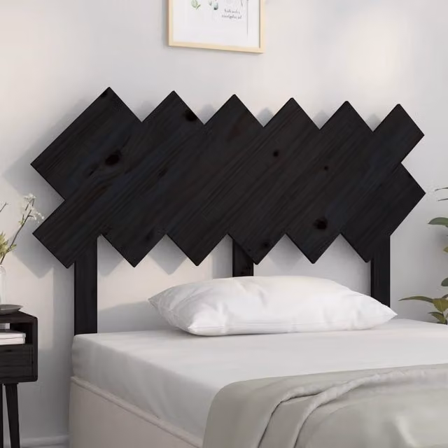 Berkfield Home Rustic Black Solid Pine Wood Bed Headboard, W: 122.5 cm, D: 3 cm, H: 80.5 cm