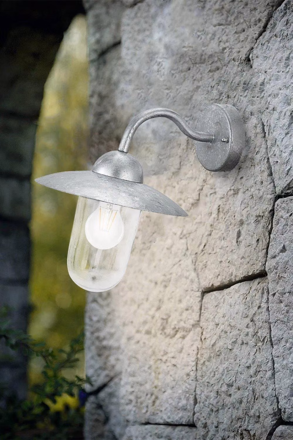 Eglo Milton Arched Arm Wall Light in Metallic Silver – 2