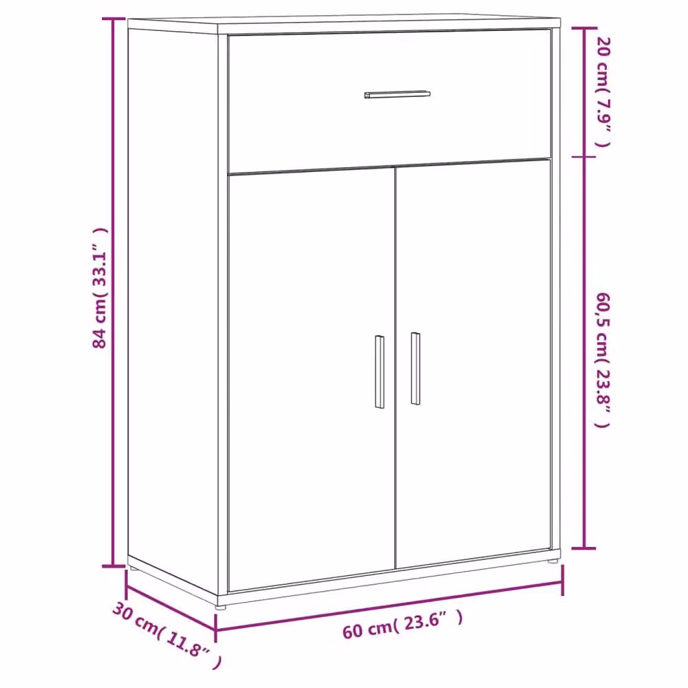 Berkfield Home Grey Sonoma Sideboard in Matt Engineered Wood W/D/H: 60 x 30 x 84 cm – 4