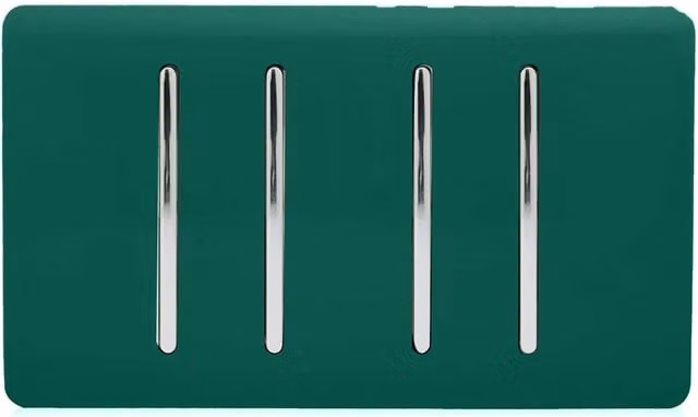 Trendi 4 Gang 3 Way Intermediate 10 Amp Rocker Light Switch in Dark Green
