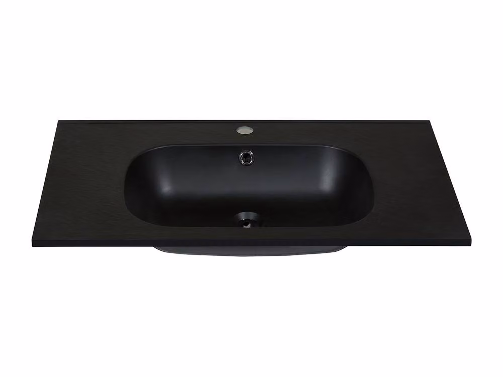 OKIWA Recessed Rectangular Resin Basin in Black, W: 80 cm, D: 46 cm, H: 14.5 cm – 2