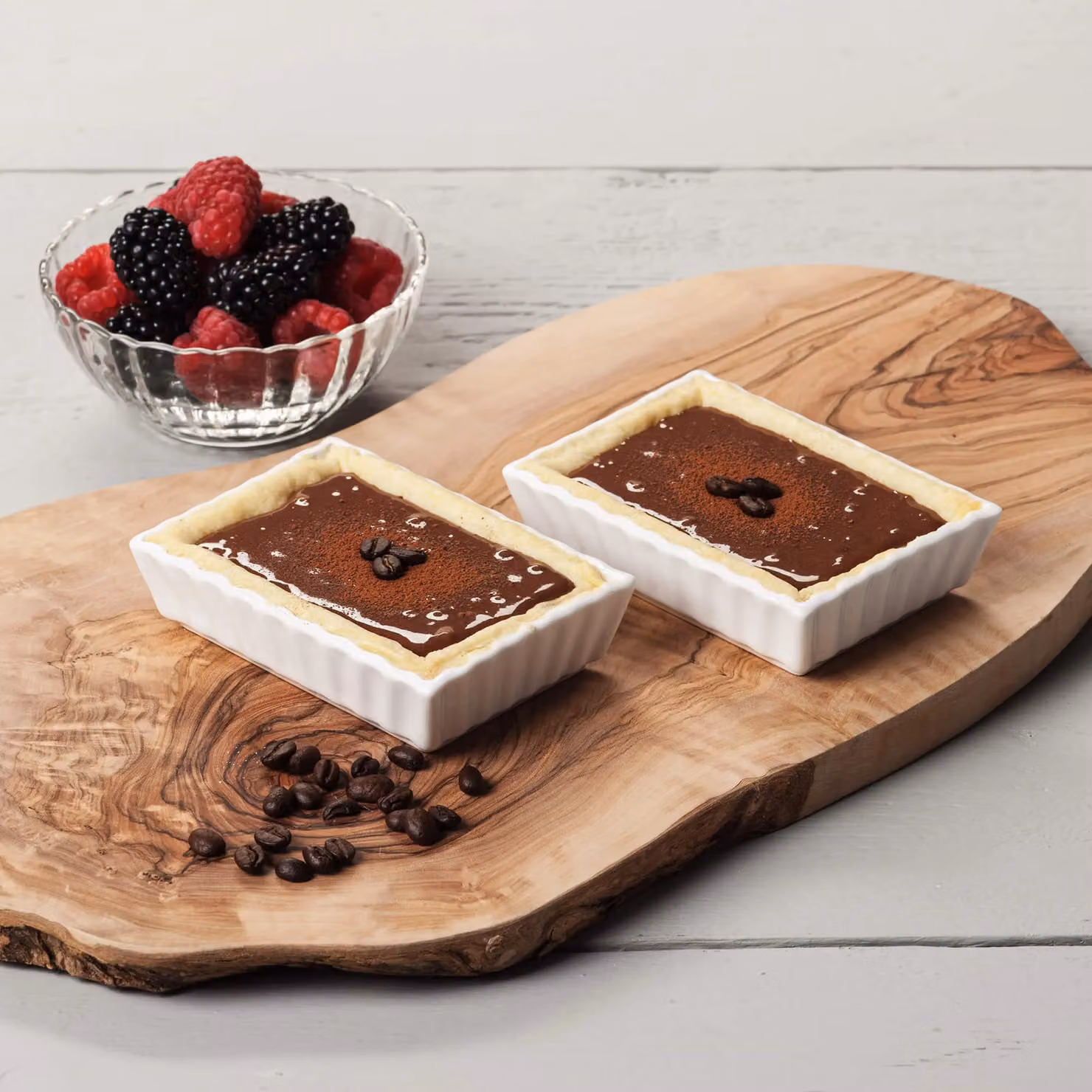 WM Bartleet & Sons White Porcelain Rectangular Ramekin Flan Dish Set of 2 – 2