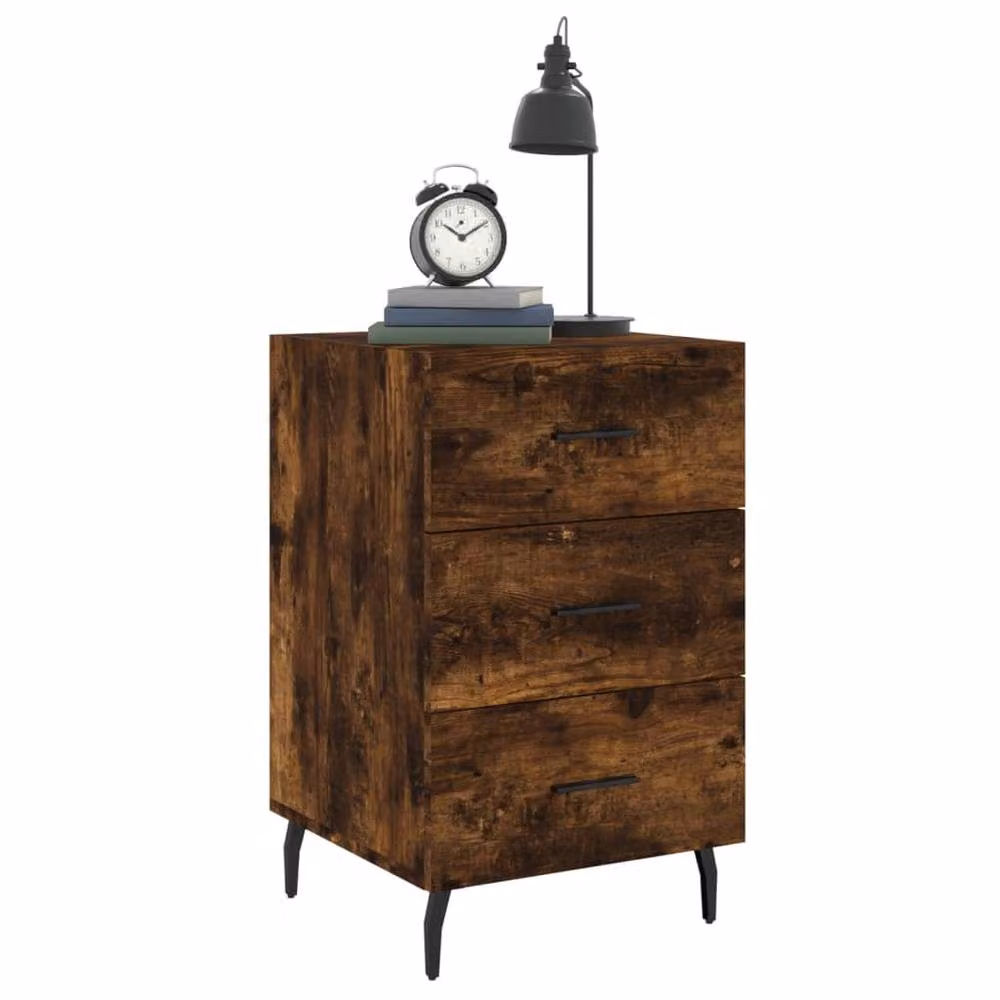 Berkfield Home Smoked Oak Bedside Cabinet in Brown, W/D/H: 40 x 40 x 66 cm – 3