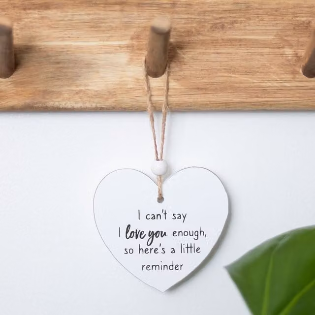 Kingsbury Gifts Small White Hanging Heart Wall Plaque