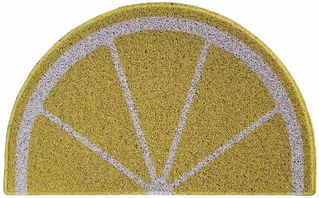 Nicoman Semicircular Lemon Halfmoon Door Mat in Yellow and White