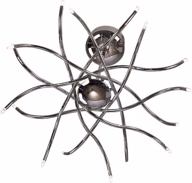 Netlighting Aire Telescopic Pendant Light in Chrome and Silver with 16 G4 Waved Arms