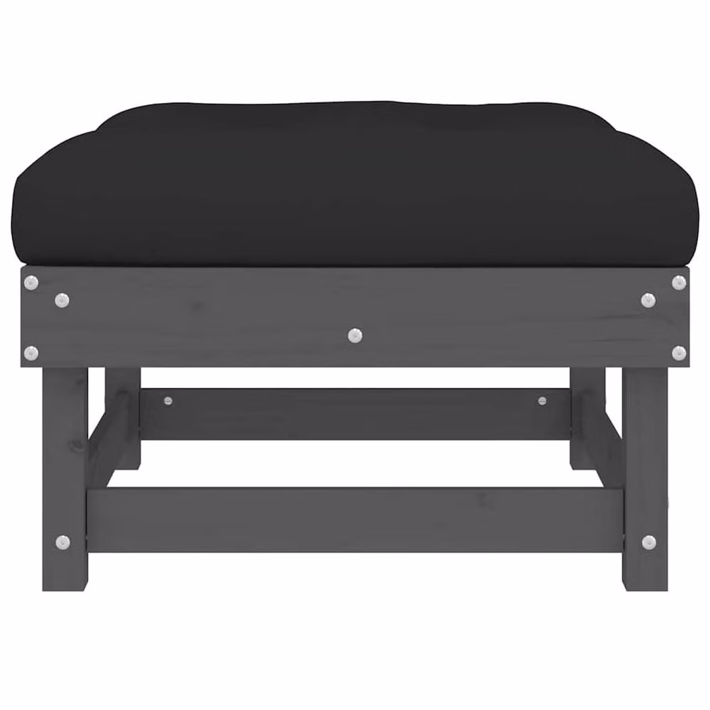 Berkfield Home Grey Rustic Pine Garden Footstool with Fabric Cushion – 3