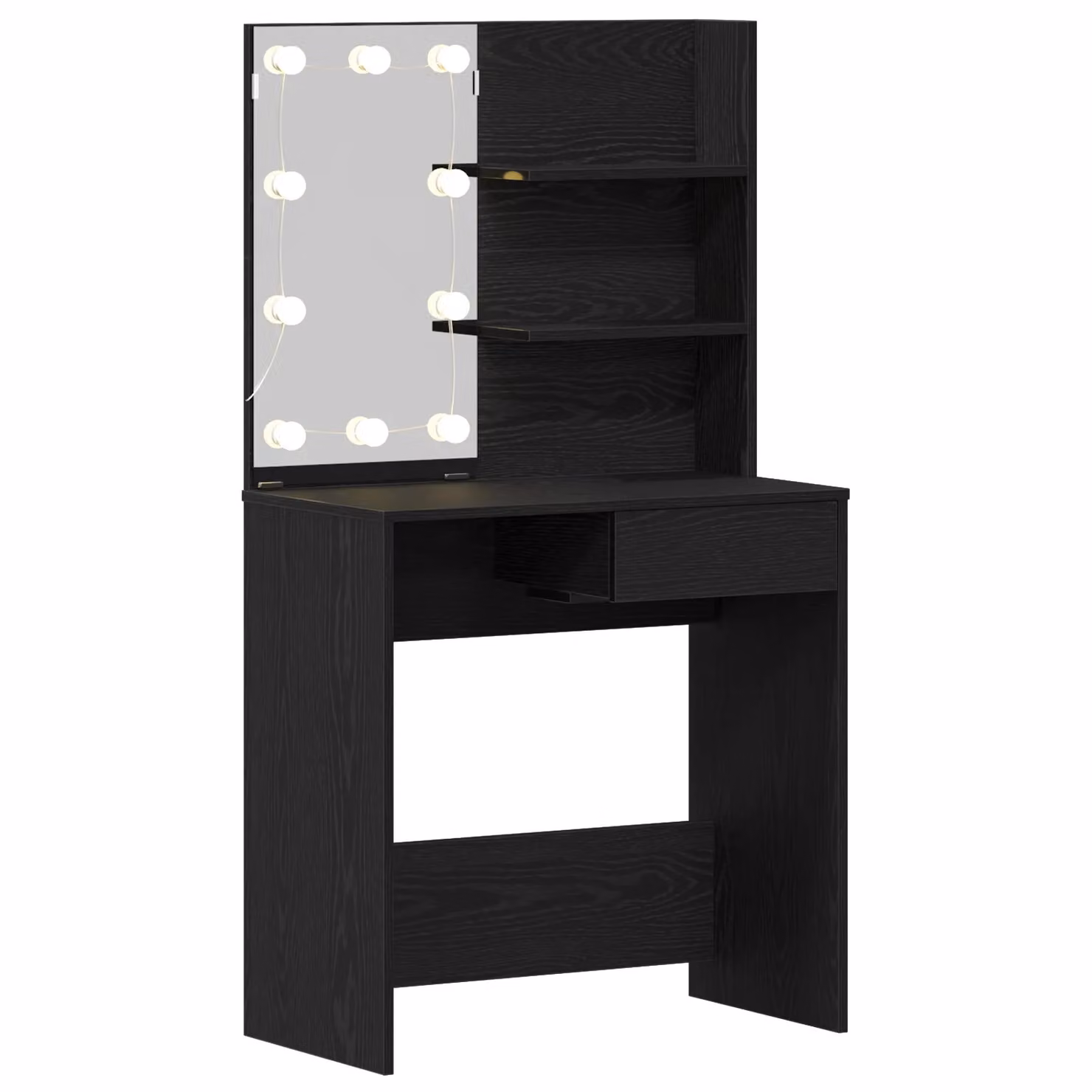 Berkfield Home Hollywood LED Dressing Table in Black Oak, W: 74.5 cm, D: 40 cm, H: 141 cm – 2