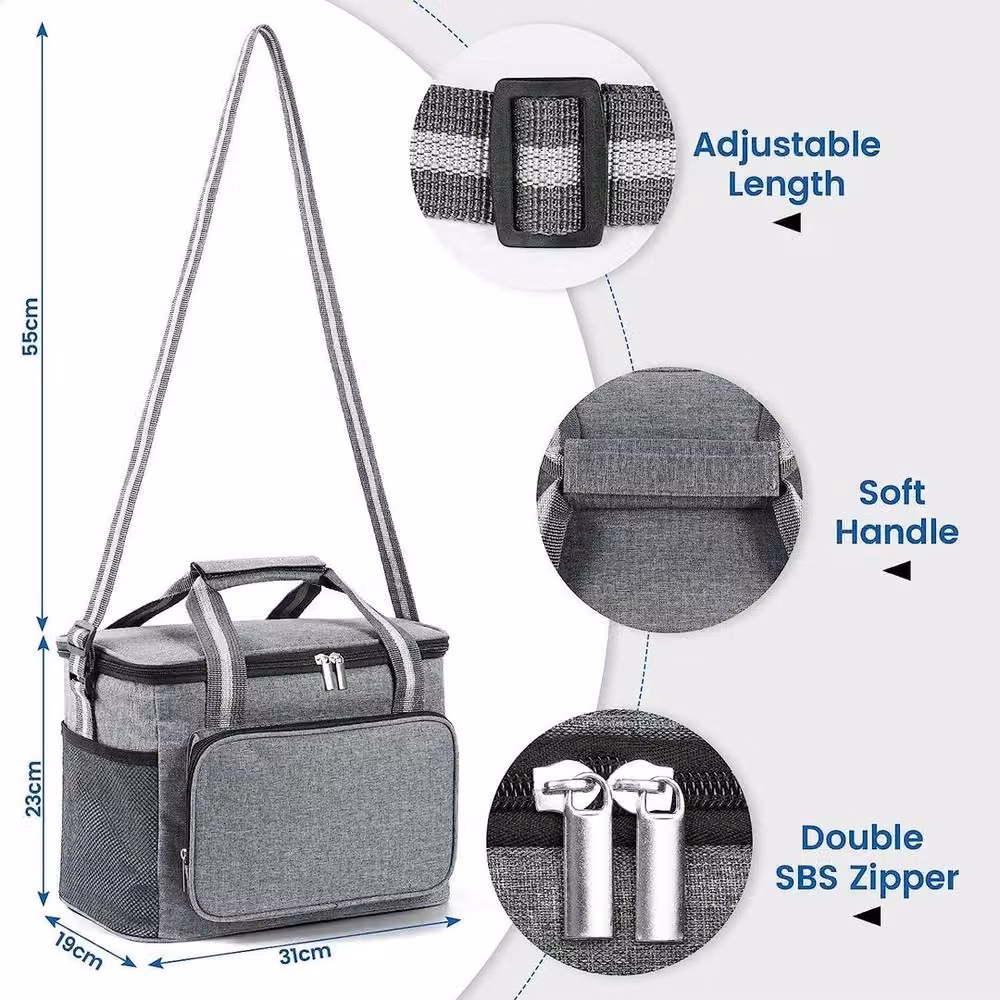 FLAVORA Large Insulated Lunch Bag for Adults in Grey – 6