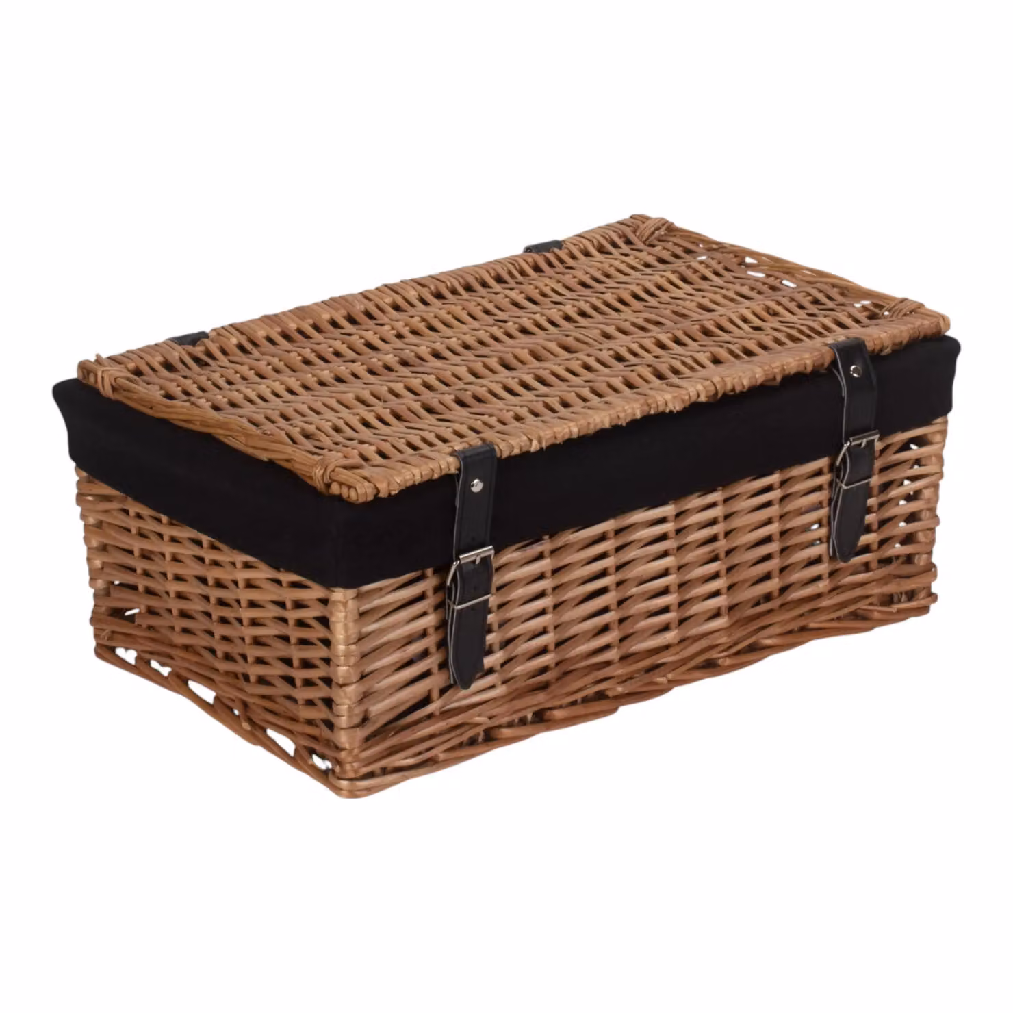 Large Red Wicker Hamper with Black Cotton Lining and Handles – 2